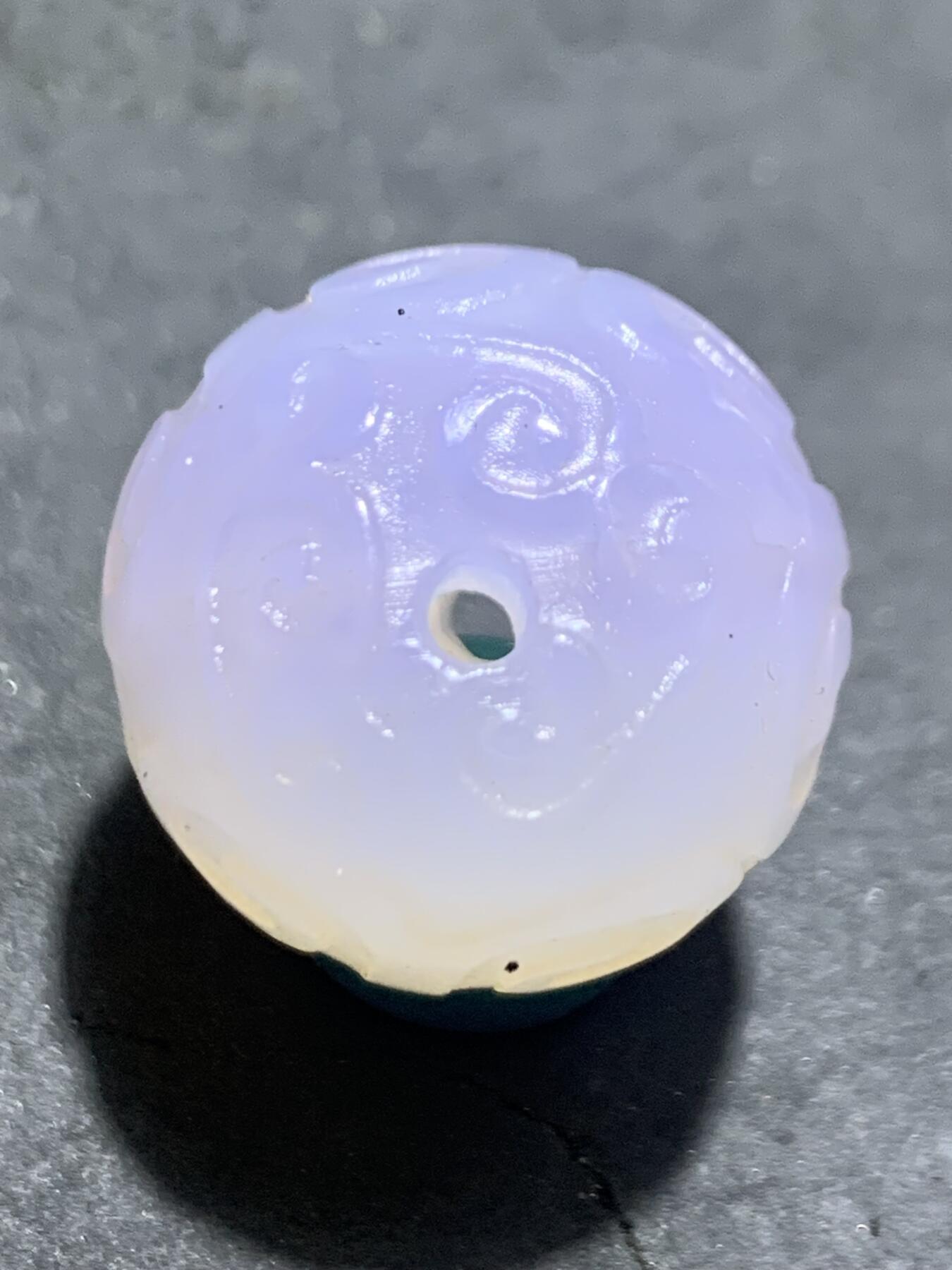 稀有紫罗兰高冰荧光润料玛瑙随形回纹珠一颗