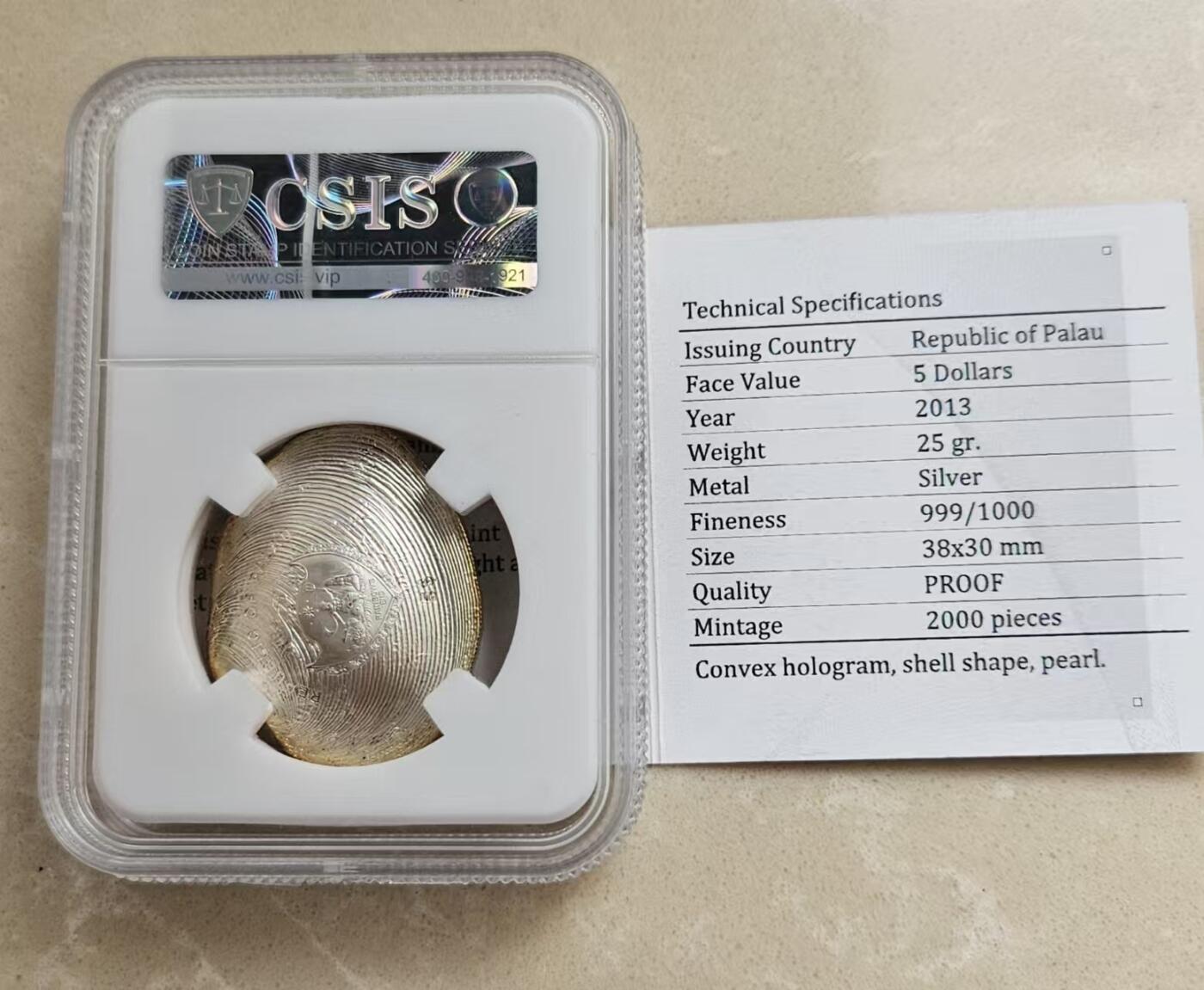 ❤️【币观天下】❤️ 第341期钱币拍卖- 2026.1.30周五晚上6点半场-长期征集拍品 春节前最后一场本场不能存放 节后恢复拍卖 帕劳2013年玉蚌含珠幻彩银币信泰评级币带证书