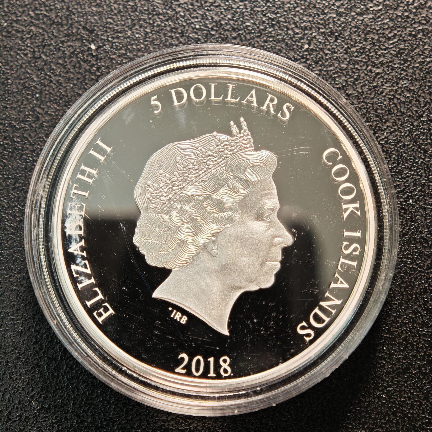 【德藏】世界币章拍卖第163期（拍品征集中~欢迎藏友联系）  2018年 库克群岛树蛙彩色精制纪念银币 999银 直径约：38.61mm；重约：1盎司 原盒 原证书