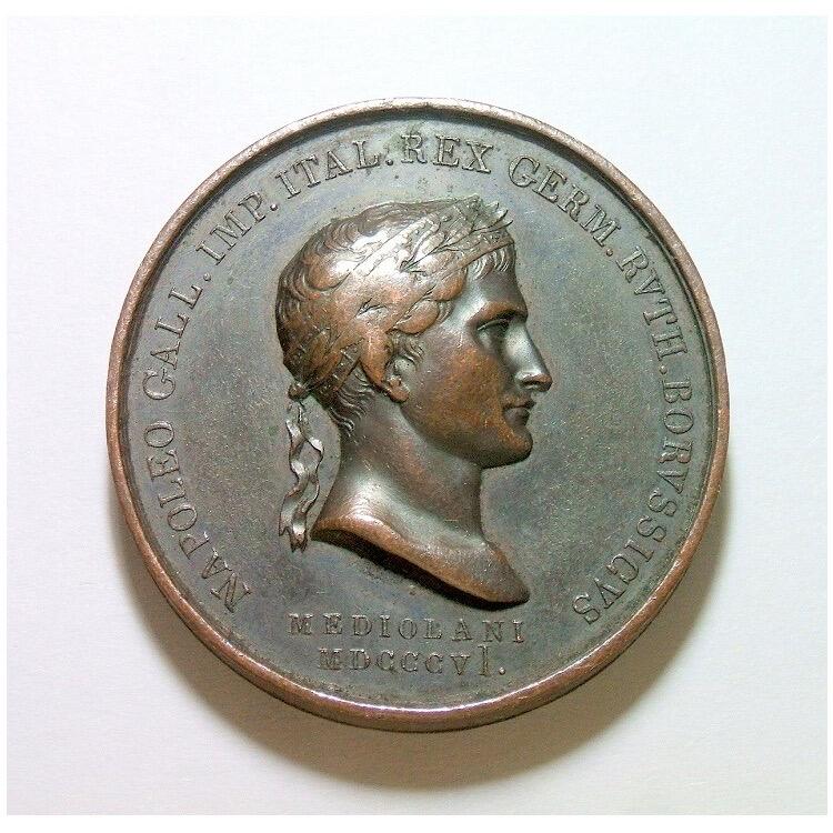 【旋风钱币】1月31日19:00准时开拍 精美欧洲币章、银币银章、第三帝国钱币等 全场包邮！ 法国1806年拿破仑金叶冠 解放萨克森高浮雕精制大铜章 40MM