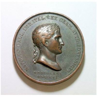 法国1806年拿破仑金叶冠 解放萨克森高浮雕精制大铜章 40MM - 法国1806年拿破仑金叶冠 解放萨克森高浮雕精制大铜章 40MM