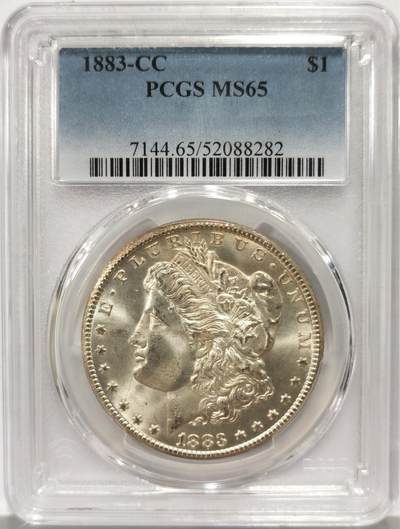 博洋堂世界钱币拍卖第159期（全场包邮） - PCGS MS65 美国1883 CC 摩根 卡森厂  高分难得 鹰像面覆盖彩虹包浆