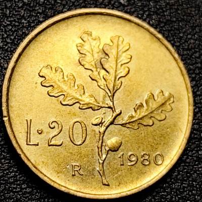 泉币菌-第178场- 精品福利场 - 意大利20里拉硬币 女神和橡树枝 1980