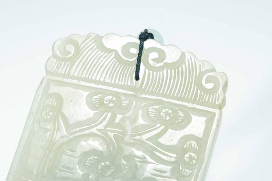 上海都达杂项专场十二（全场包邮】 90年代 和田玉精雕《人物诗文》挂牌83-33