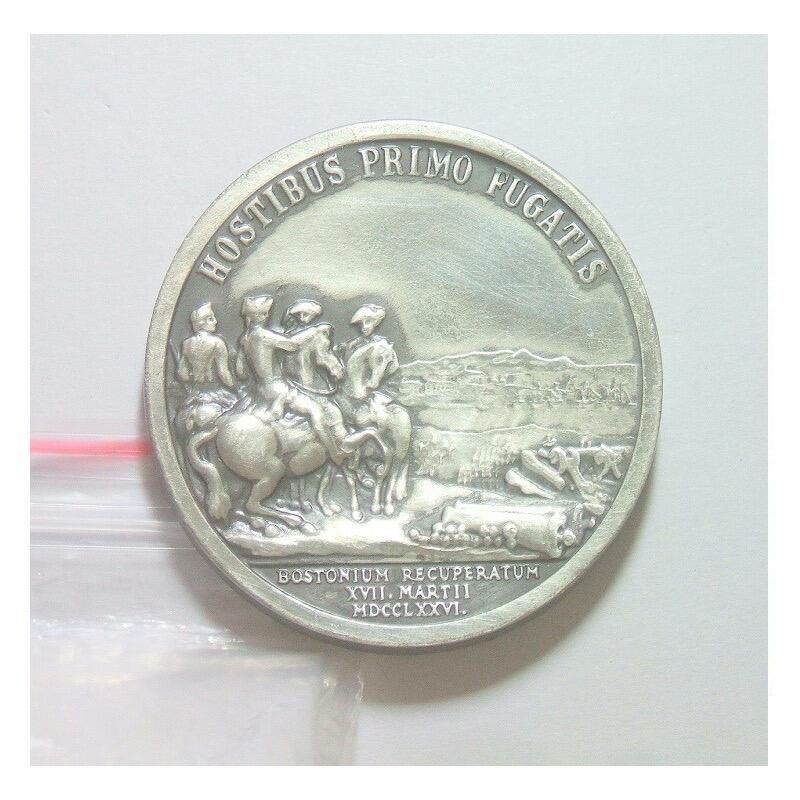 美国纪念1776年 华盛顿总统波士顿战役 高浮雕精制大白铜章 40MM