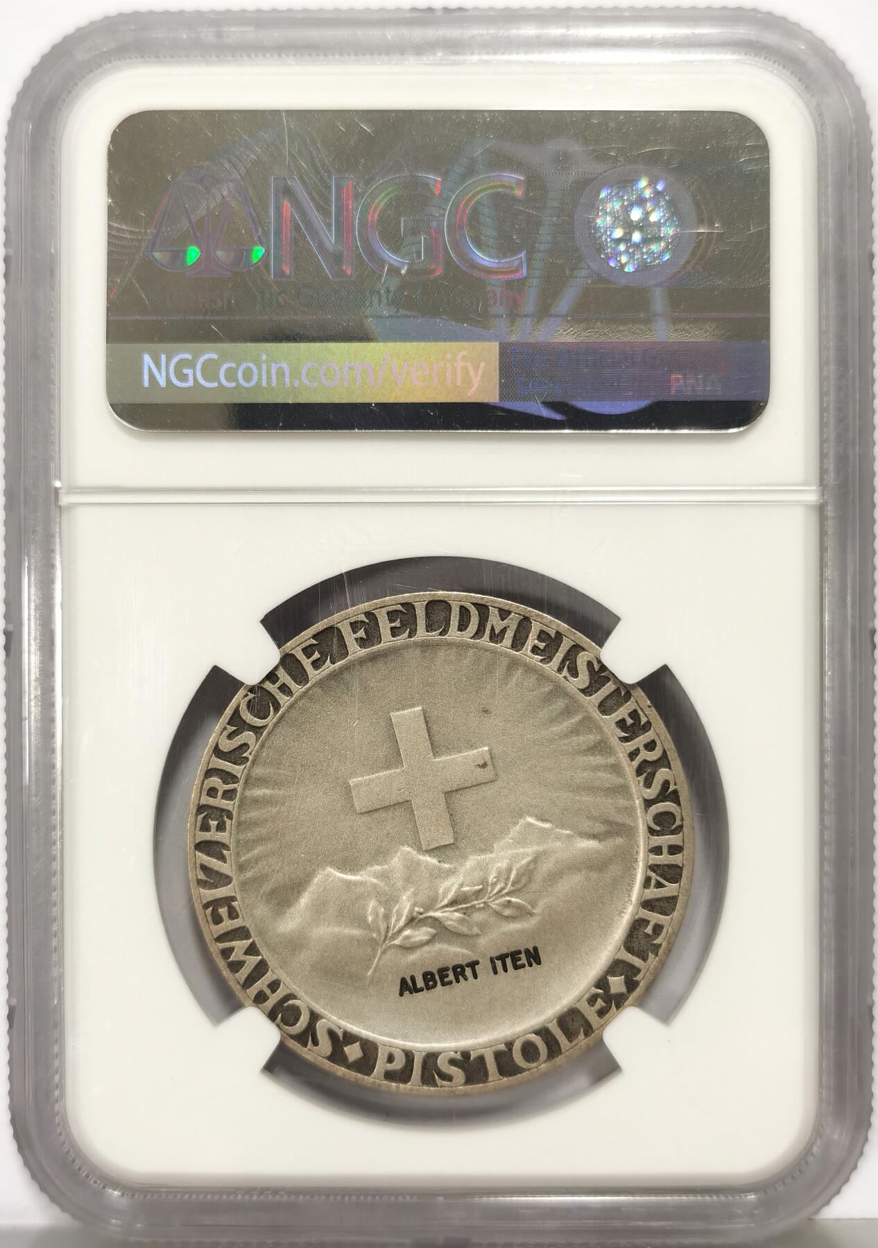 博洋堂世界钱币拍卖第159期（全场包邮） NGC MS65 瑞士二战时期射击节银章一枚，20克，当前银价500