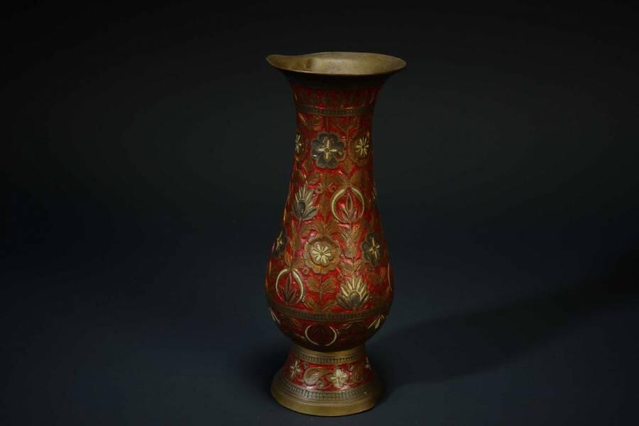 上海都达杂项专场十二（全场包邮】 铜錾刻花卉花瓶83-22