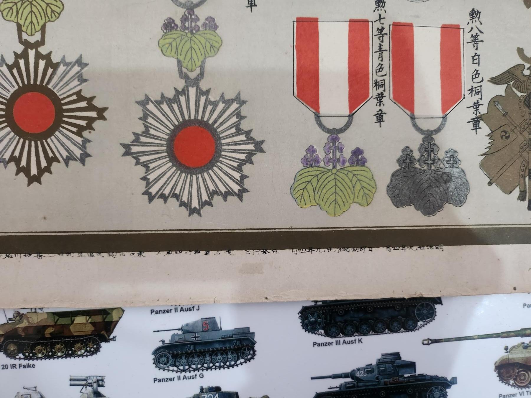 南水社首场拍卖 大日本帝国勲章紀章圖63*46cm1896年石板印刷 年代久远纸质品 品相如图 左下角有折痕与破损