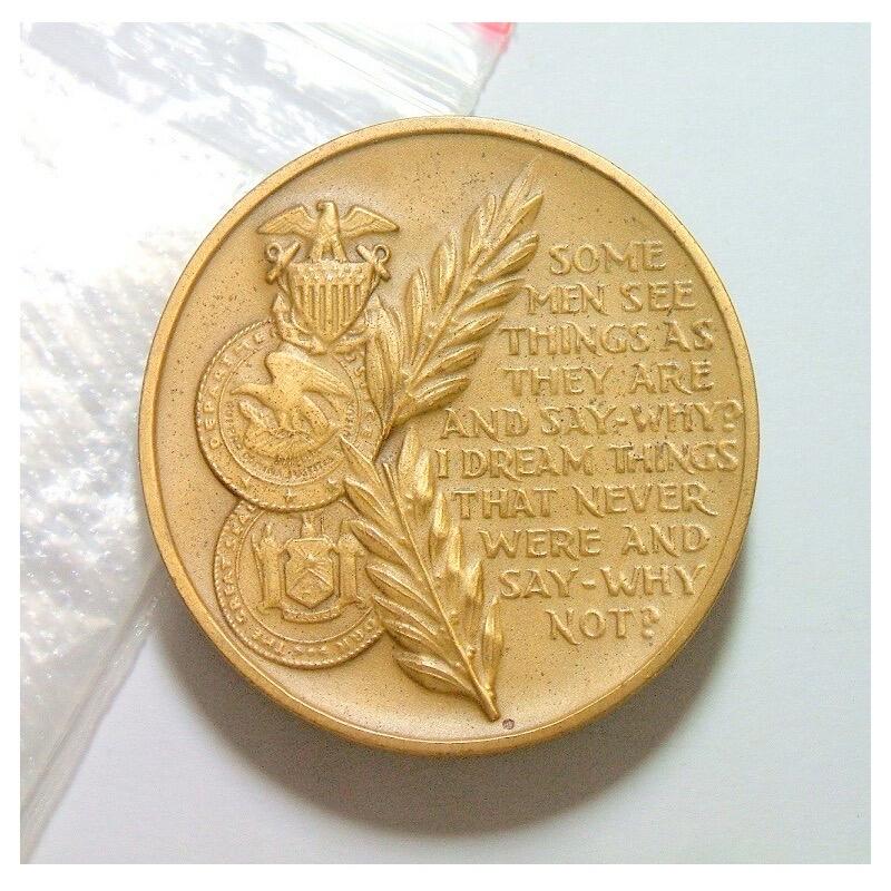 美国1968年 肯尼迪总统高浮雕精制大铜章 40MM