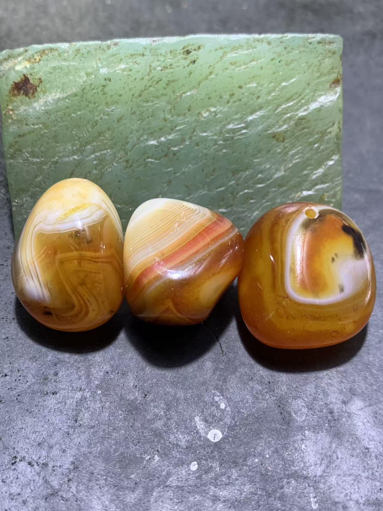 放福利！缠丝玛瑙原石通货吊坠3块