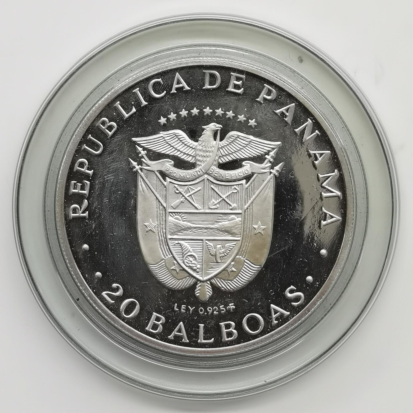 博洋堂世界钱币拍卖第159期（全场包邮） 巴拿马1974年纪念美洲反抗殖民主义帝国主义英雄西蒙德·玻利瓦尔大银币，131克，925银，带原盒无证书