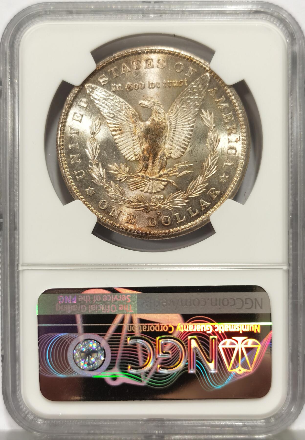 博洋堂世界钱币拍卖第159期（全场包邮） NGC MS66 美国1880 S 摩根 双面五彩包浆