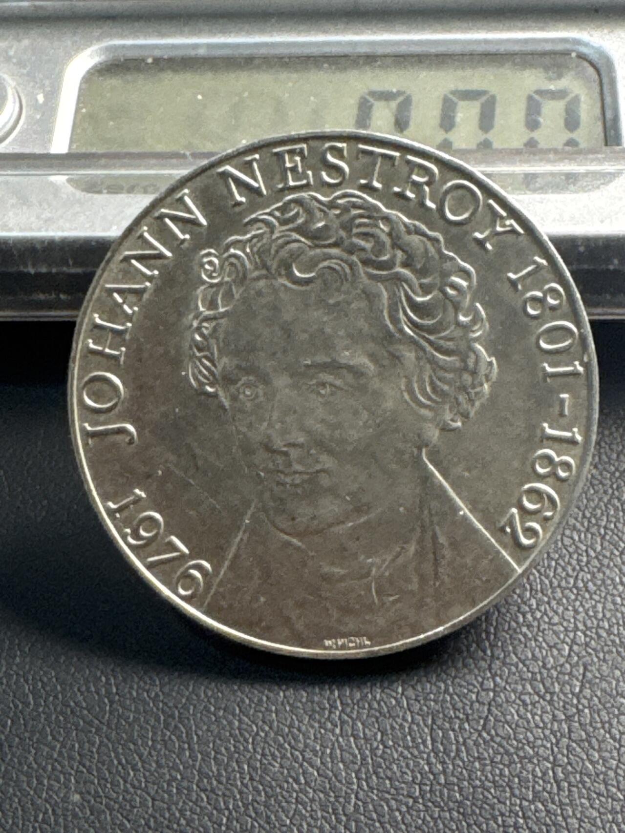 ❤️【币观天下】❤️ 第341期钱币拍卖- 2026.1.30周五晚上6点半场-长期征集拍品 春节前最后一场本场不能存放 节后恢复拍卖 1976年奥地利100先令银币，纪念剧作家歌剧演员奈斯特洛伊诞辰175周年，23.8克640银