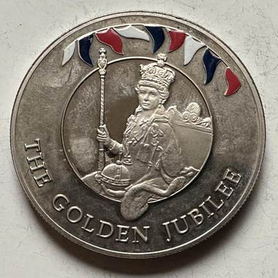 🌹外币初藏🌹🐯2026年第13场  每周二四六晚8️⃣点 接代拍 - 福克兰群岛2002年50便士，彩色克朗型纪念币