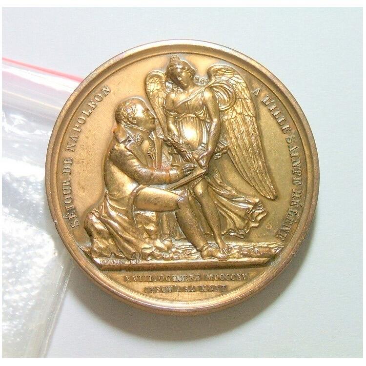 【艺术】法国艺术大章1815年 拿破仑流放圣赫勒拿岛 高浮雕精制大铜章 40MM