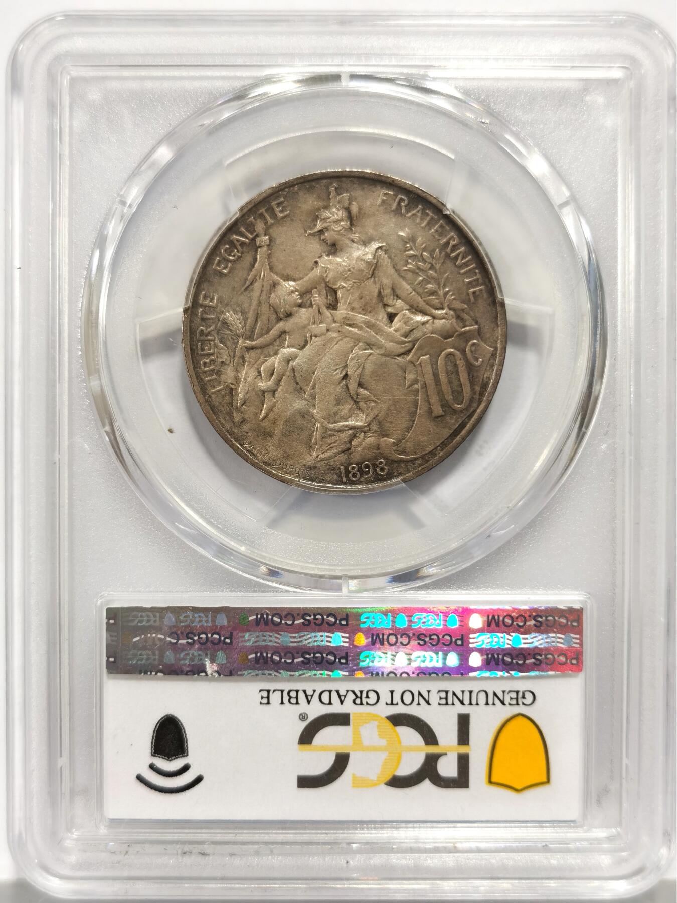 博洋堂世界钱币拍卖第159期（全场包邮） PCGS AU 法国1898年10分铜币，少见当年镀金