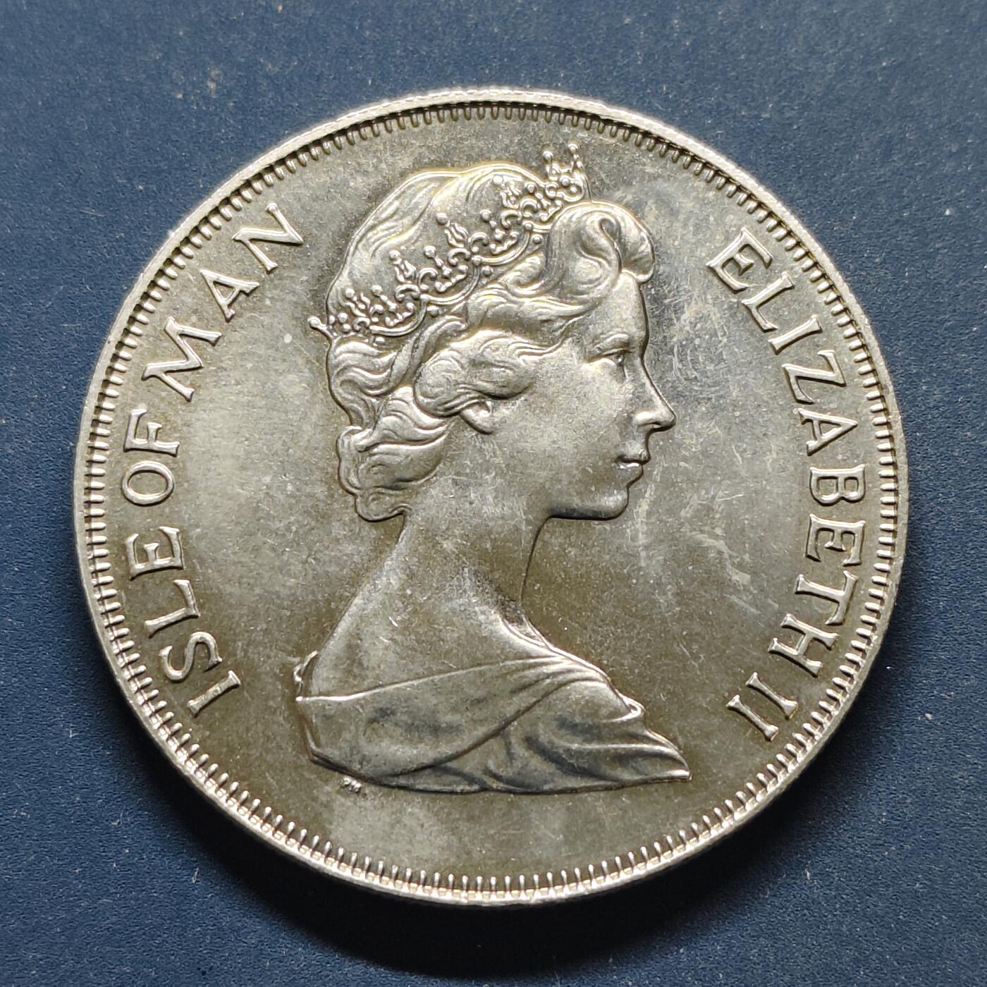 【全场包邮】纯粹捡漏拍498场-持续更新中 马恩岛1975年1克朗曼克斯猫克朗型纪念币