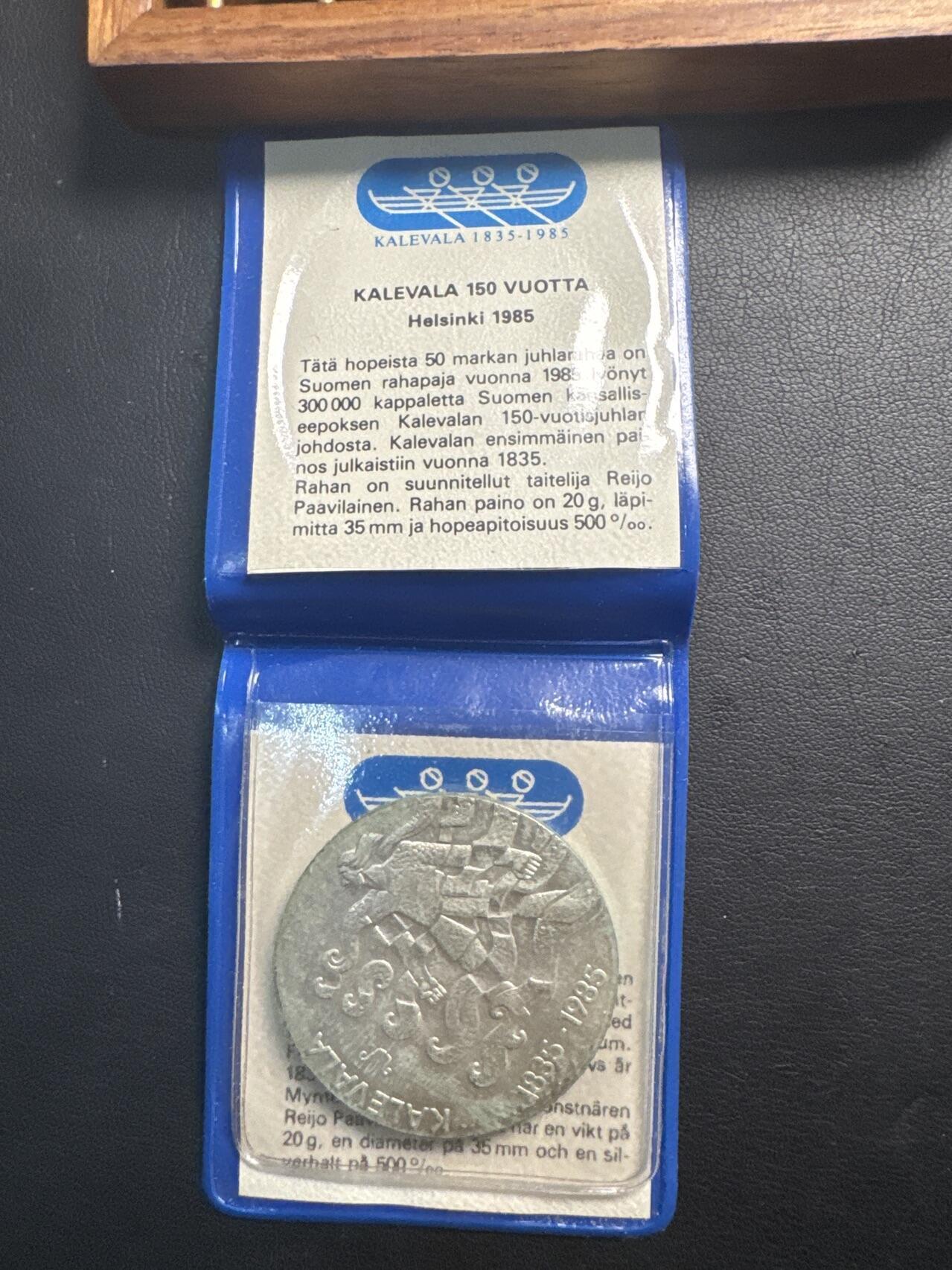 ❤️【币观天下】❤️ 第341期钱币拍卖- 2026.1.30周五晚上6点半场-长期征集拍品 春节前最后一场本场不能存放 节后恢复拍卖 获奖币 稀少 芬兰早期原包装带证书1985年卡勒瓦拉纪念银币20克