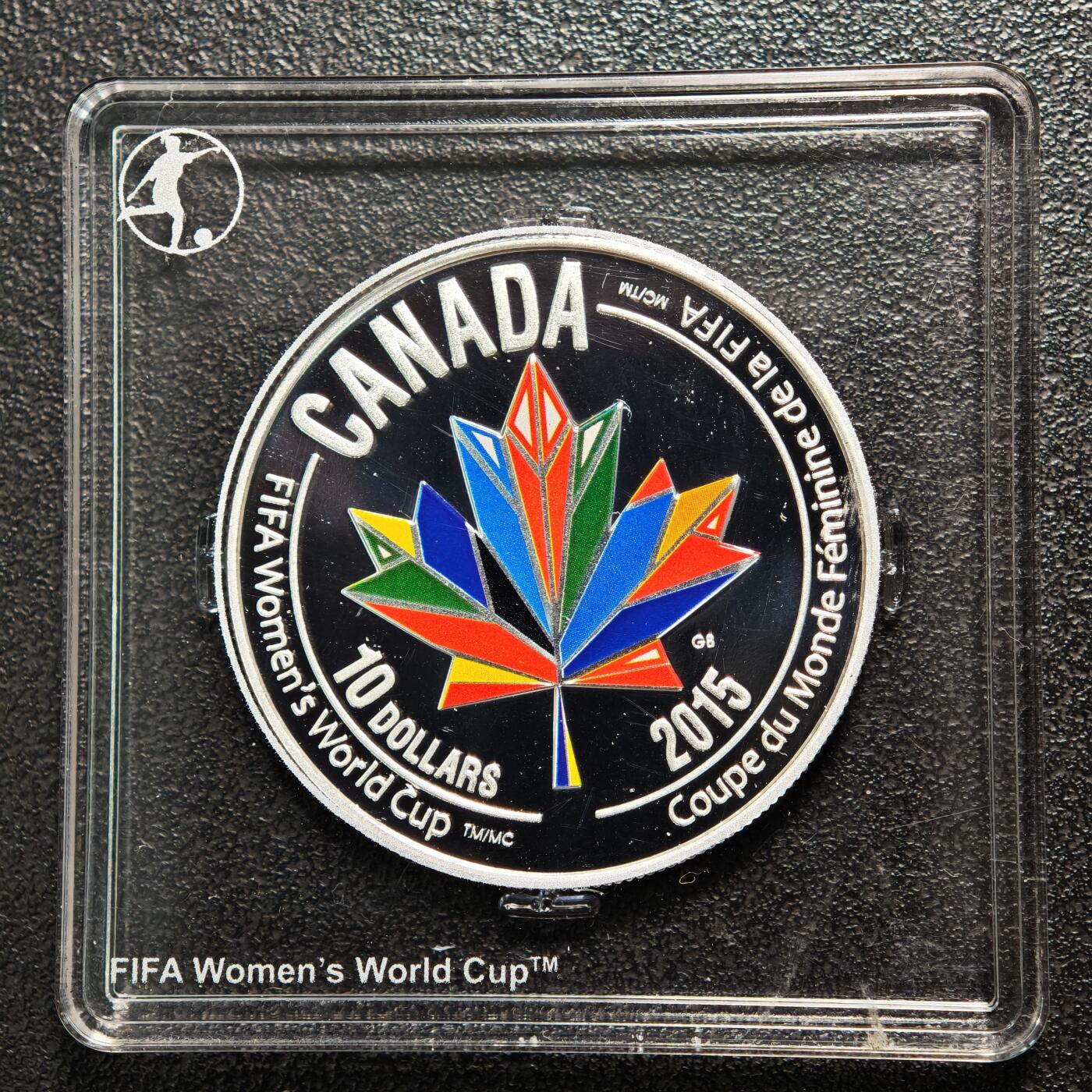 【德藏】世界币章拍卖第163期（拍品征集中~欢迎藏友联系） 2015年 加拿大女足世界杯系列-欢迎全世界精制纪念银币 999银 原盒 带证书 直径约：34mm；重约：1/2盎司
