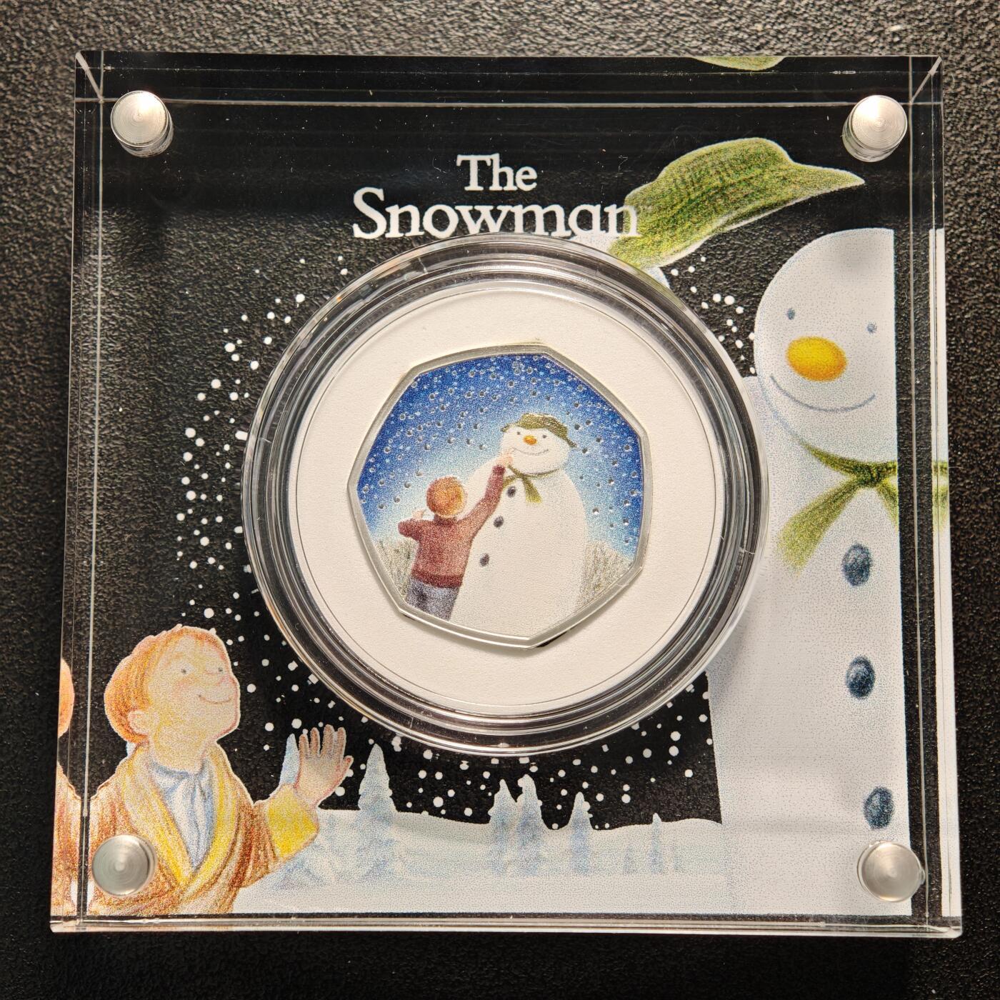 【德藏】世界币章拍卖第163期（拍品征集中~欢迎藏友联系） 2021年 英国雪人50便士彩色精制纪念银币 原盒 原证书 27.3mm 8g 925银