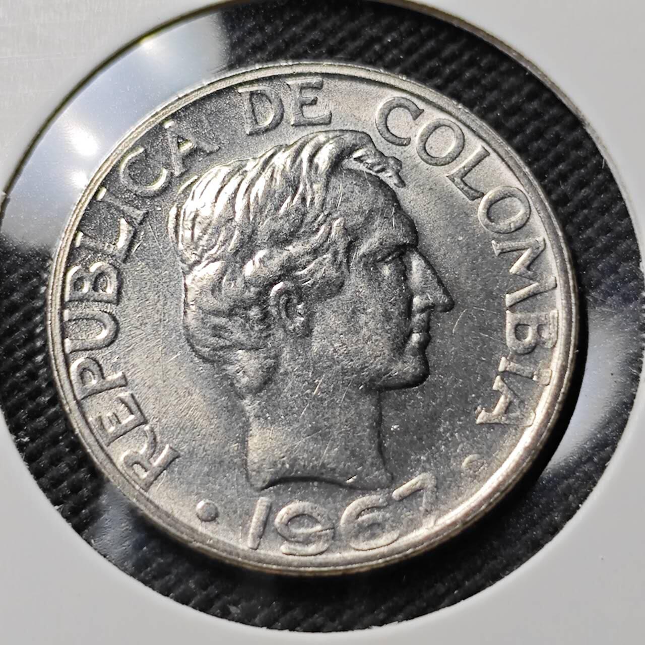 KK钱币收藏小铺  第390期  2月预留时间 周末发货  1967哥伦比亚20分