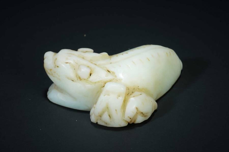 上海都达杂项专场十二（全场包邮】 古玉子母貔貅手把件83-26