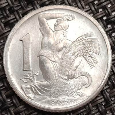 布加迪🐬～世界钱币(上海)🌾第 272 期 /  各国套币和散币 - 捷克斯洛伐克 1950年 1克朗铝币