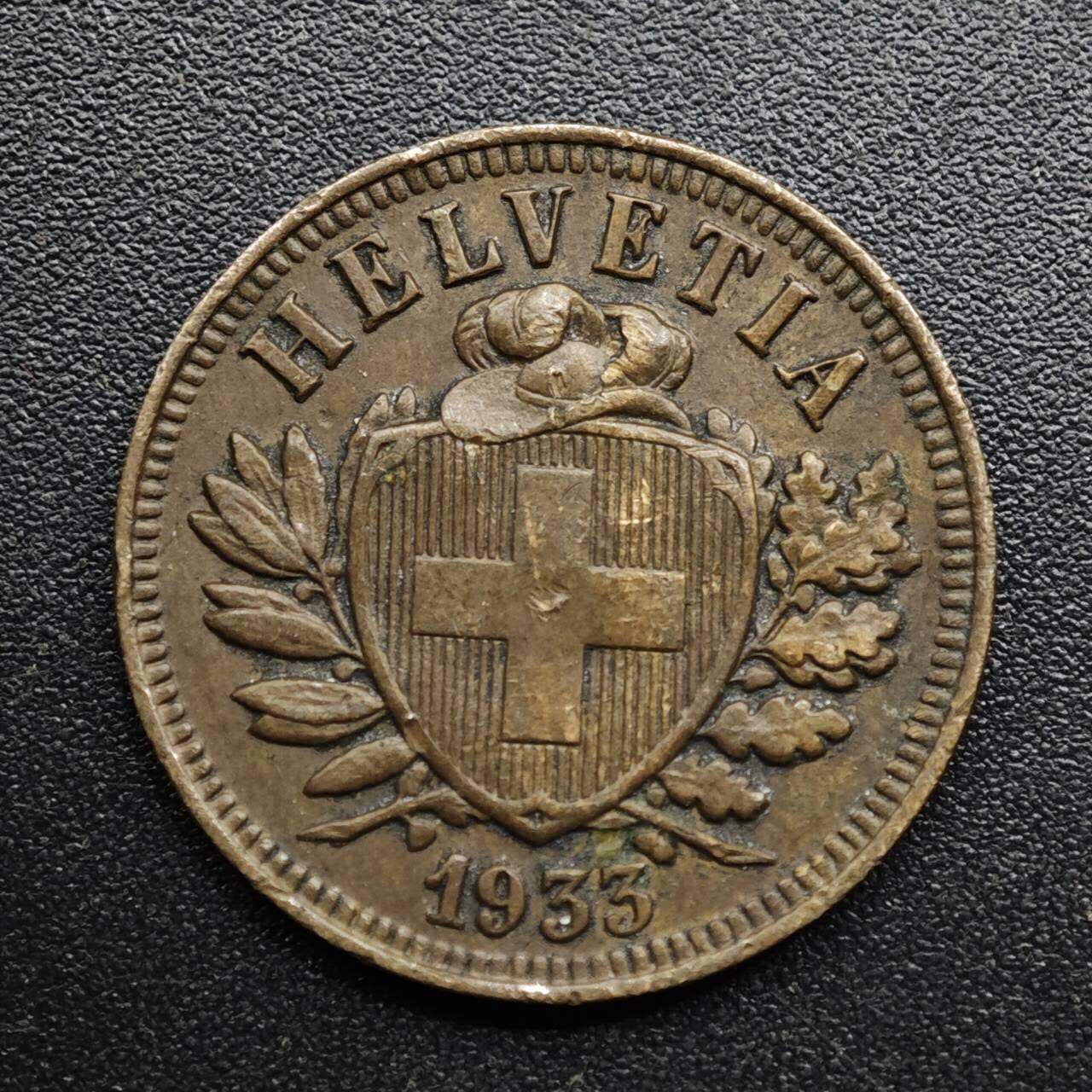 【淘币小摊】限时拍第八百五十七拍  老铜币场  满百包邮可预留两周  周一统一发货  瑞士1933年2分铜币