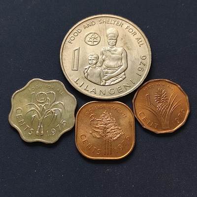 【全场包邮】纯粹捡漏拍498场-持续更新中 - 斯威士兰1975-1976年FAO纪念版4枚套币