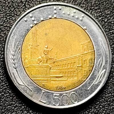 泉币菌-第179场- 精品福利场 - 世界第一枚双色币 意大利500里拉 26mm