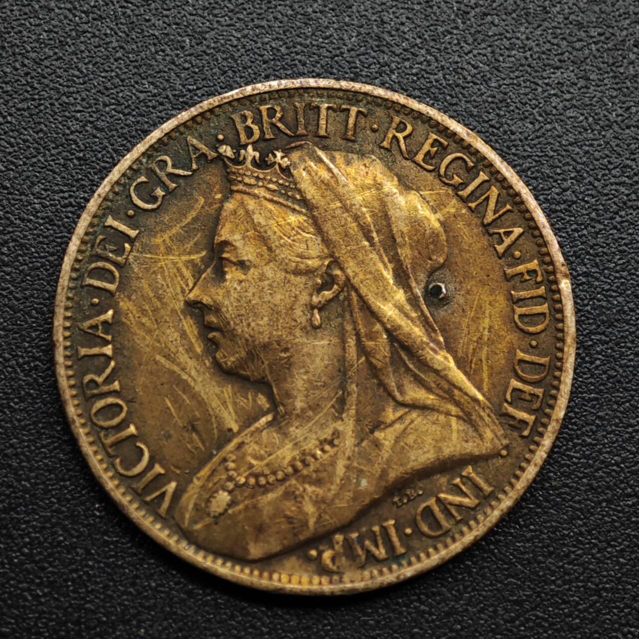 【淘币小摊】限时拍第八百五十七拍  老铜币场  满百包邮可预留两周  周一统一发货  英国1899年维多利亚法新铜币