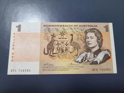 1月29号晚上8点 外国纸币自动截拍第15场 -  澳大利亚 联邦第一版1元 近新