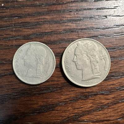 蒂克钱币-第58场 外国散币 奥运/博览会纪念章免佣限时拍 - 比利时 1法郎 5法郎 散币