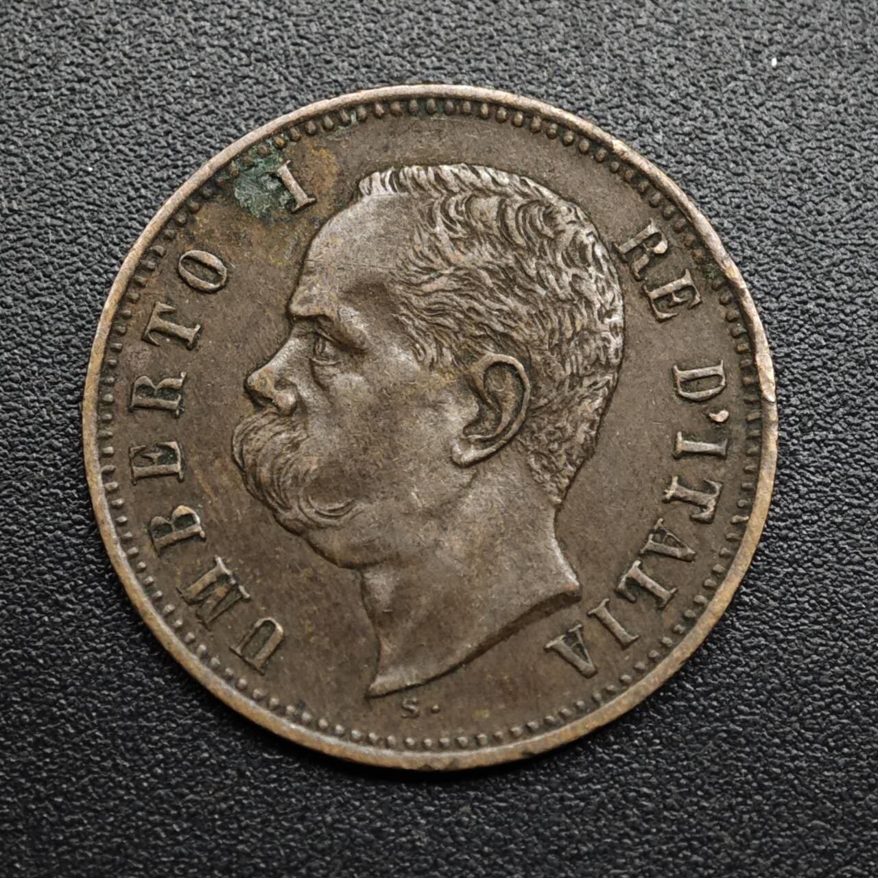 【淘币小摊】限时拍第八百五十七拍  老铜币场  满百包邮可预留两周  周一统一发货  意大利1897年翁托一世2分铜币