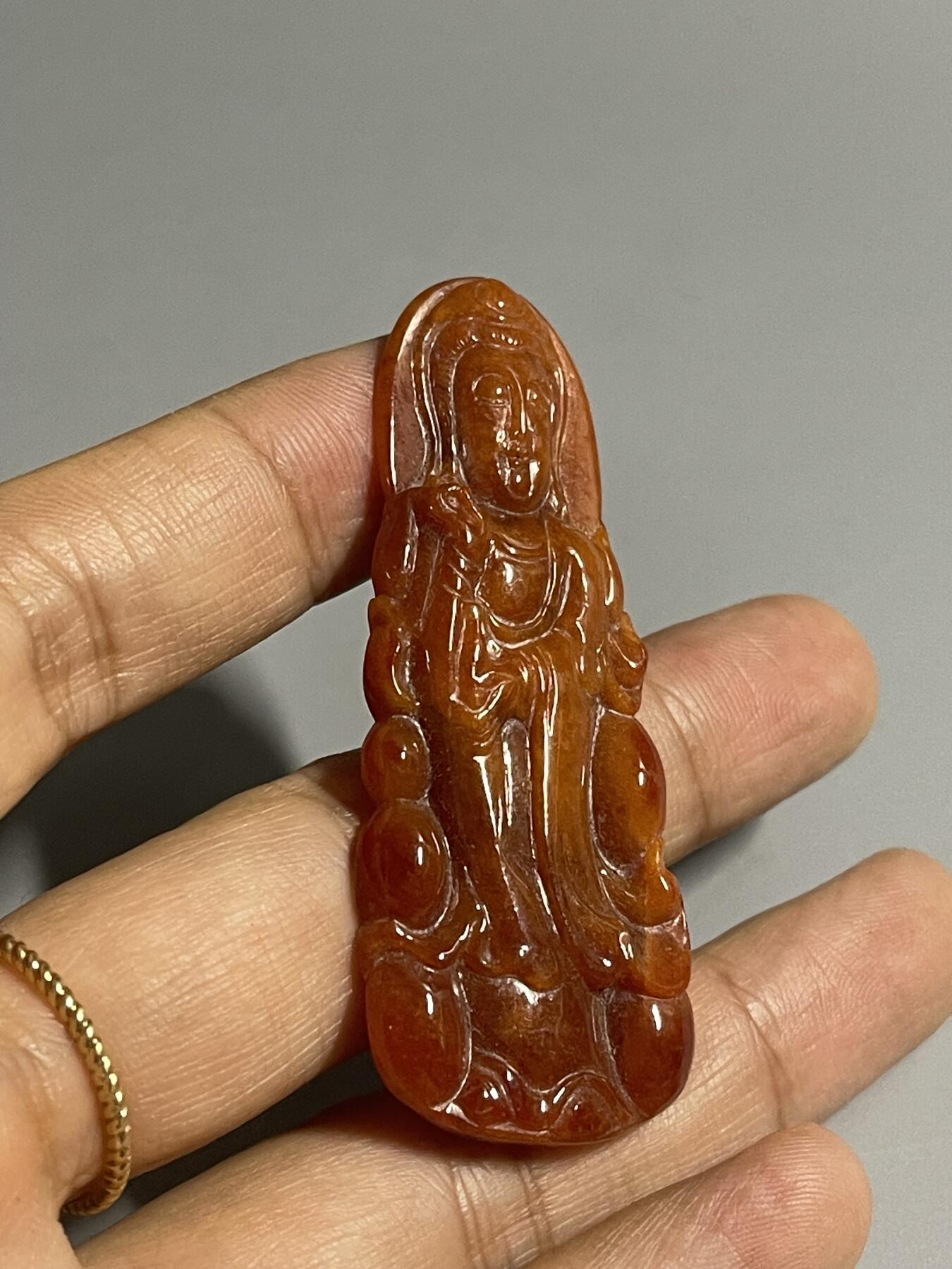 喵了个咪的第二期玉器杂项拍卖 天然红翡观音