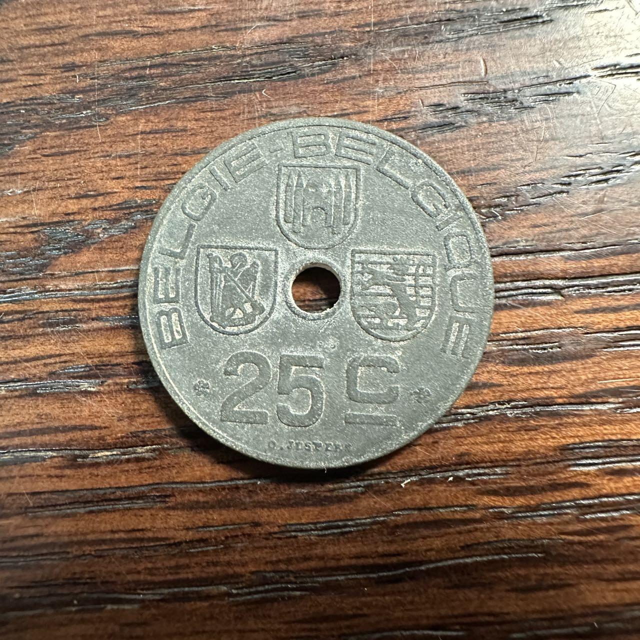 蒂克钱币-第58场 外国散币 奥运/博览会纪念章免佣限时拍 比利时 1940年 25分 锌币