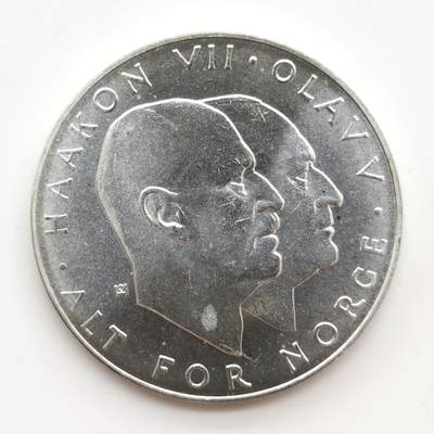 博洋堂世界钱币拍卖第159期（全场包邮） - 挪威1970年二战胜利25周年25克朗大银币，29g*0.825银=23.925g纯银