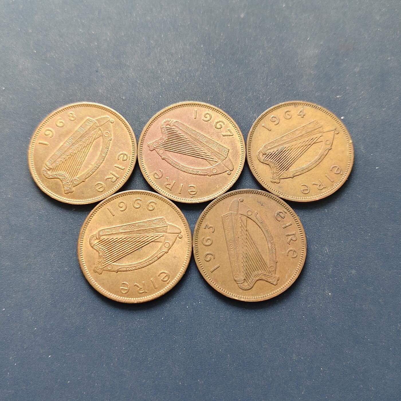 【全场包邮】纯粹捡漏拍498场-持续更新中 爱尔兰各年份1便士铜币5枚一组