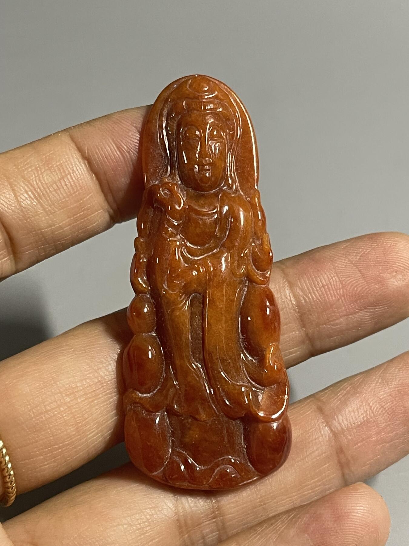 喵了个咪的第二期玉器杂项拍卖 天然红翡观音