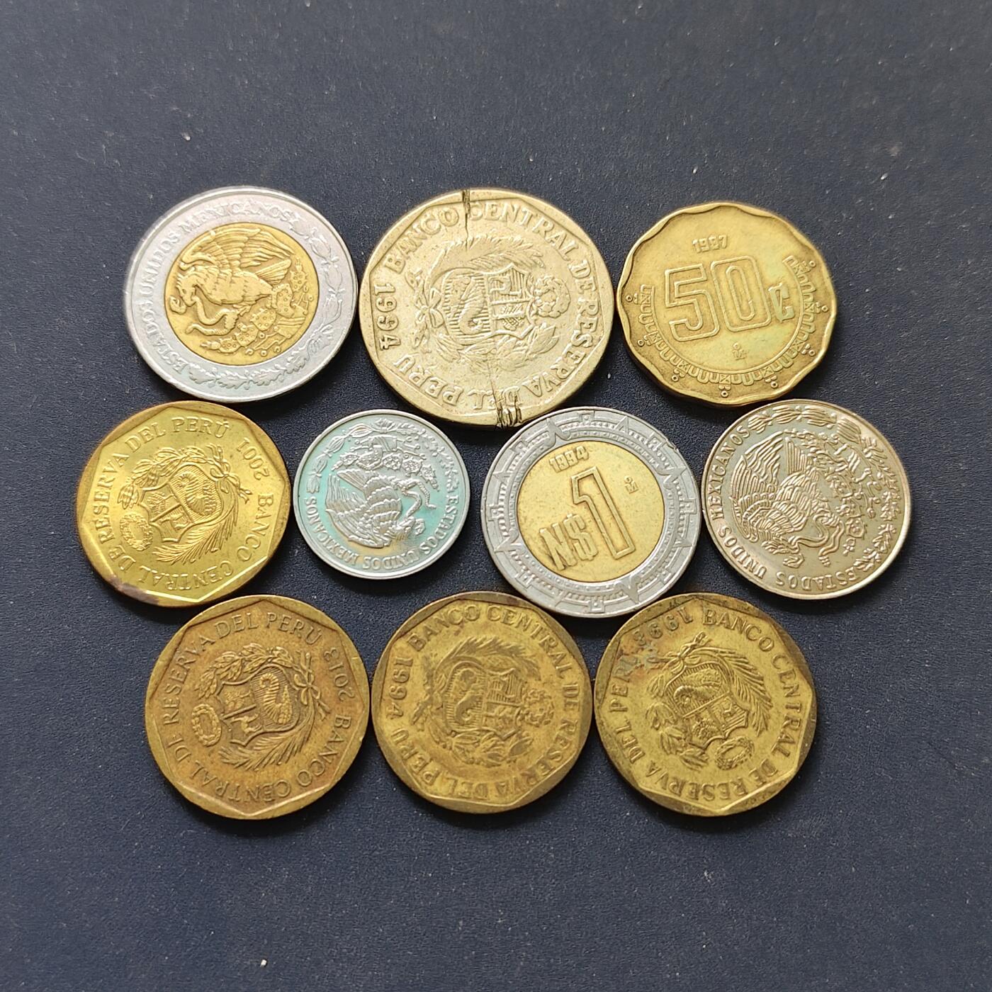 【全场包邮】纯粹捡漏拍498场-持续更新中 秘鲁/墨西哥各年份散币10枚一组