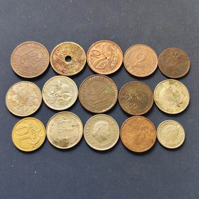 【全场包邮】纯粹捡漏拍498场-持续更新中 - 世界各国各年份散币O组-15枚一组-柬埔寨+澳大利亚+德国+丹麦等