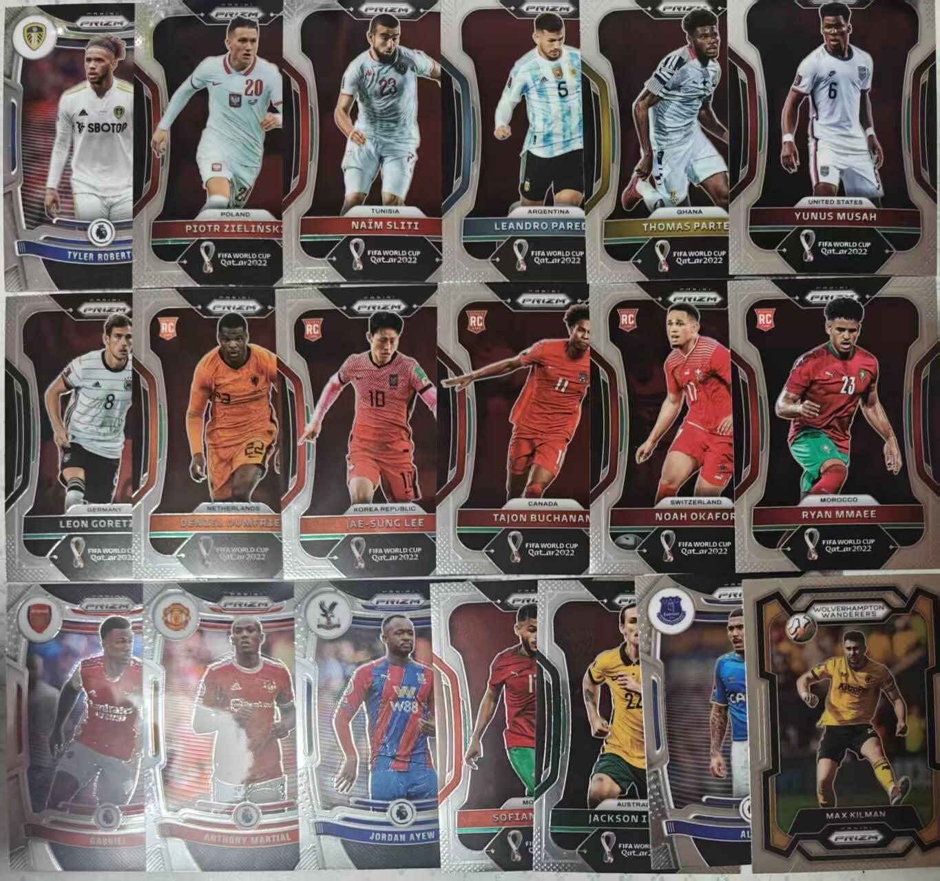 春节前倒数第二场！！龙虎卡牌-七四场（满200元包邮，无佣金，每周六结拍，欢迎送拍） 19张 折射卡 Panini Prizm系列为主的球星卡，核心为2022卡塔尔世界杯