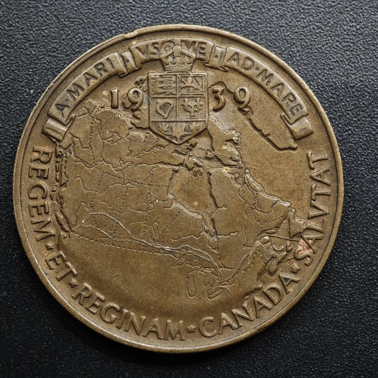 【淘币小摊】限时拍第八百五十七拍  老铜币场  满百包邮可预留两周  周一统一发货  英国1939年乔治六世夫妇访问加拿大铜章