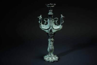 上海都达杂项专场90【全场包邮】  铜双凤烛台83-84