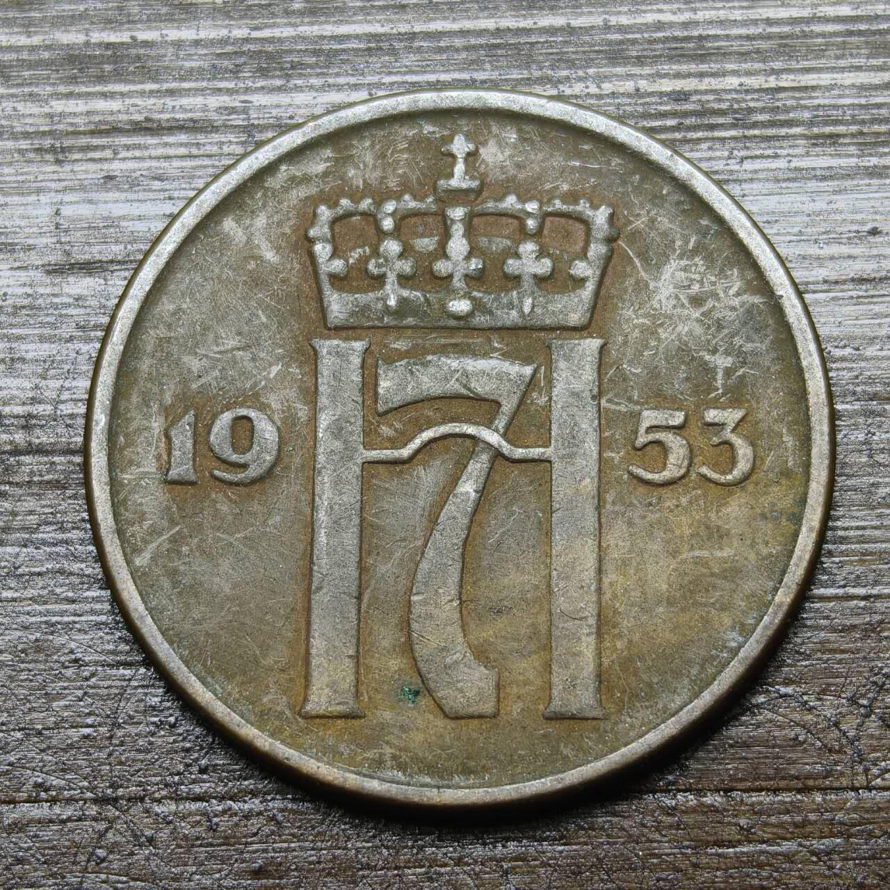 【铜匠收藏】★第142★散币专场 不寄存，30包邮。不满30元，支付5元运费。《接受代拍 代送NGC评级》 51【无寄存】1953年 挪威 5欧尔