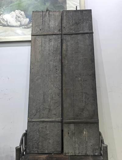 明末清初漆灰老匾对联一副晦翁朱熹款