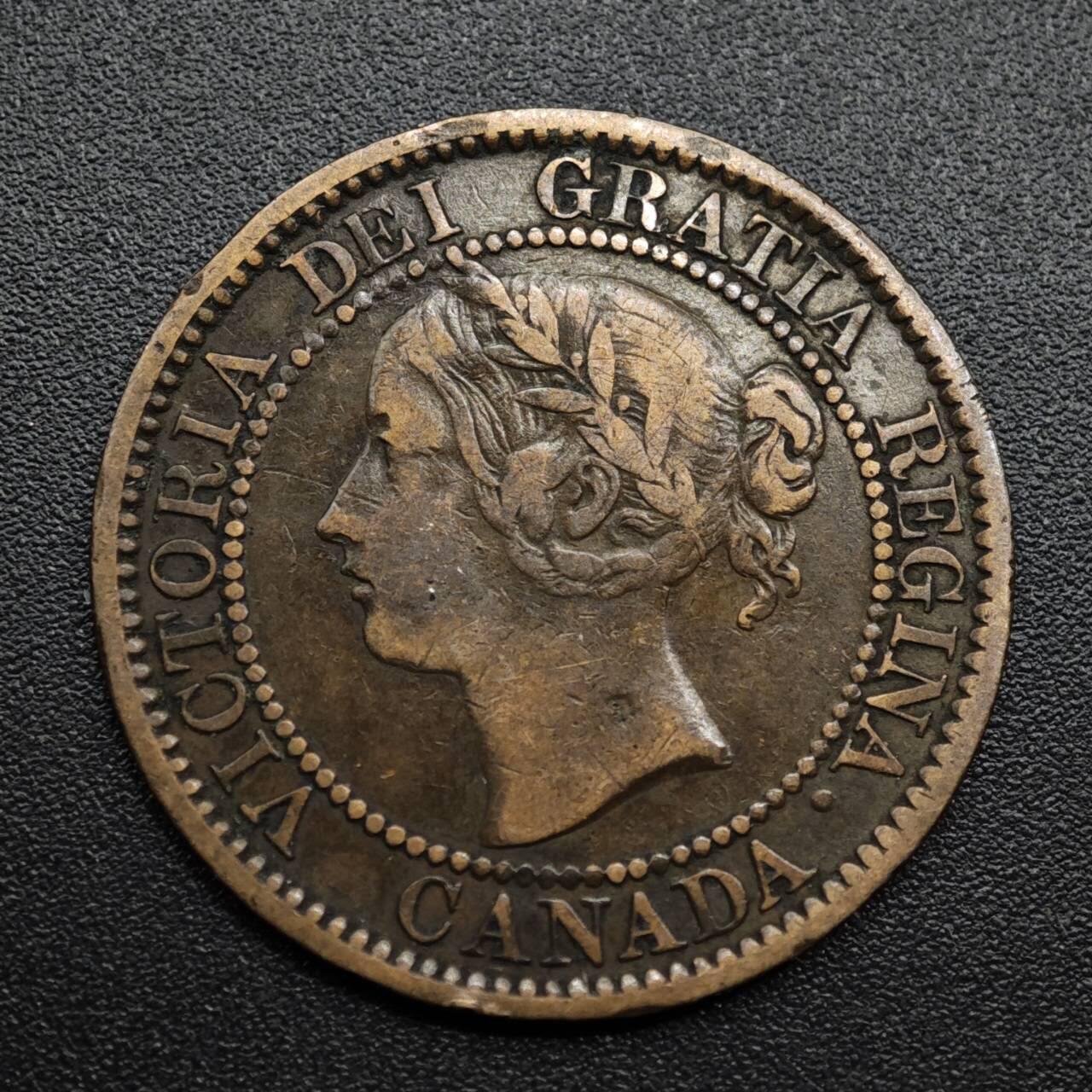 【淘币小摊】限时拍第八百五十七拍  老铜币场  满百包邮可预留两周  周一统一发货  加拿大1859年维多利亚一分铜币