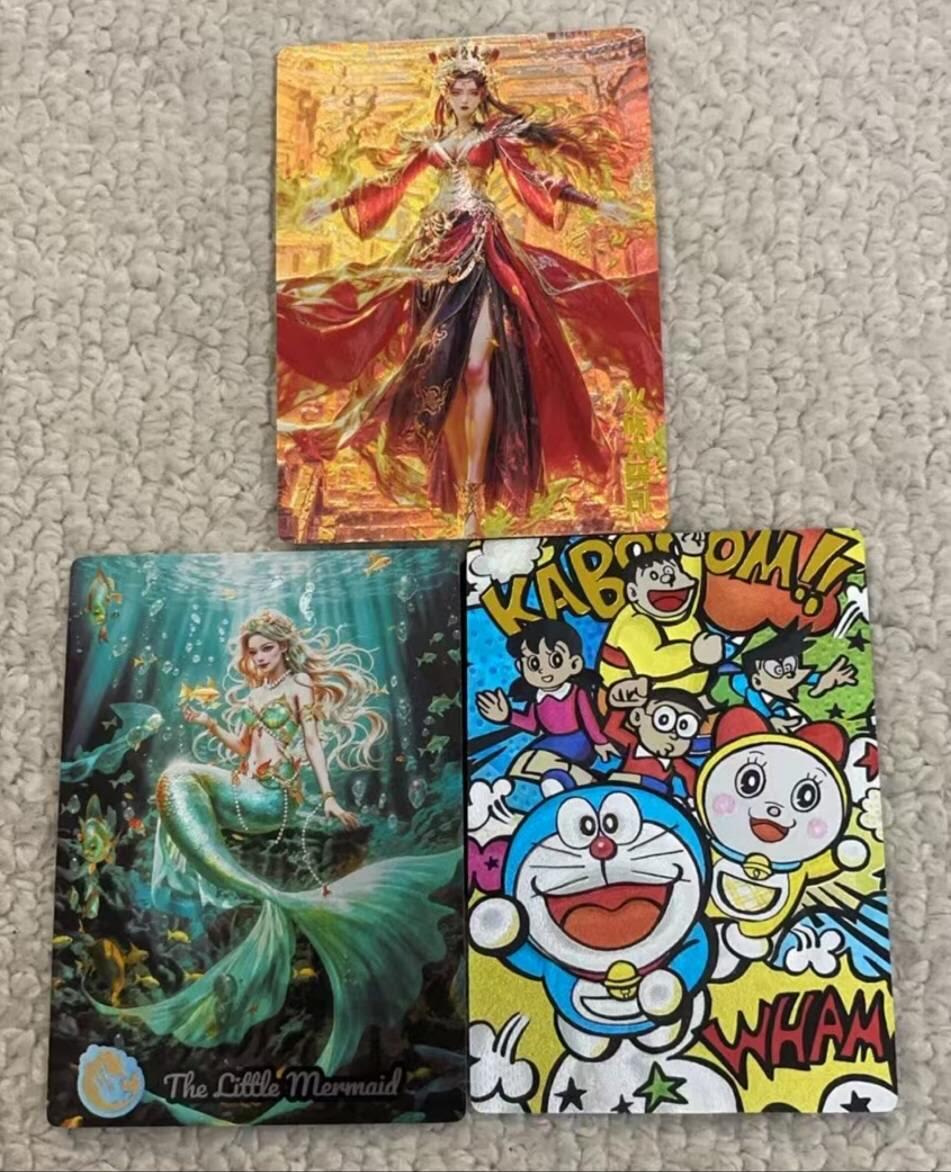 春节前倒数第二场！！龙虎卡牌-七四场（满200元包邮，无佣金，每周六结拍，欢迎送拍） 粗闪3张 奇点 火族大祭司&哆啦A梦&美人鱼