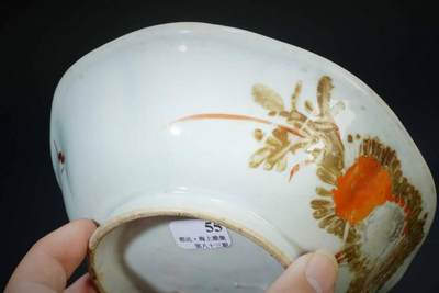 上海都达杂项专场90【全场包邮】  粉彩花卉纹葵口碗83-55