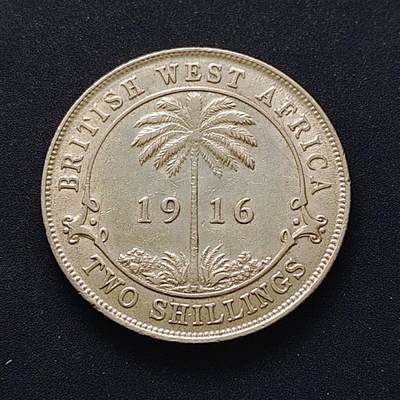 【全场包邮】纯粹捡漏拍499场-持续更新中 - 英属西非1916年乔治五世2先令银币【28.5毫米11.31克92.5%，纯银价约293元（按28元银价折算）】